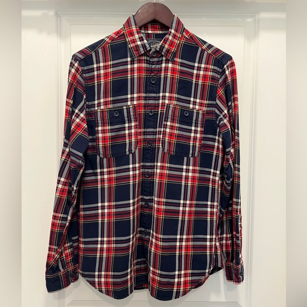 J. Crew Red and Navy Plaid Casual Shirt